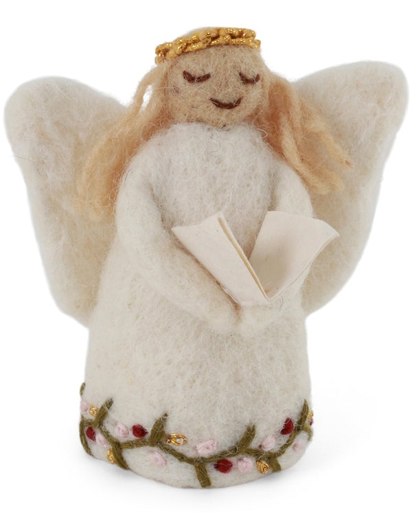Gry & Sif - Angel with Embroidery Holding Book - Felt Ornament