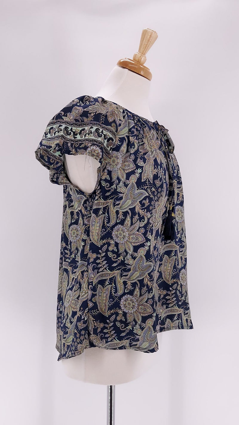 Gabrielle Parker - Blouse with Ties - Navy Lily - 1072