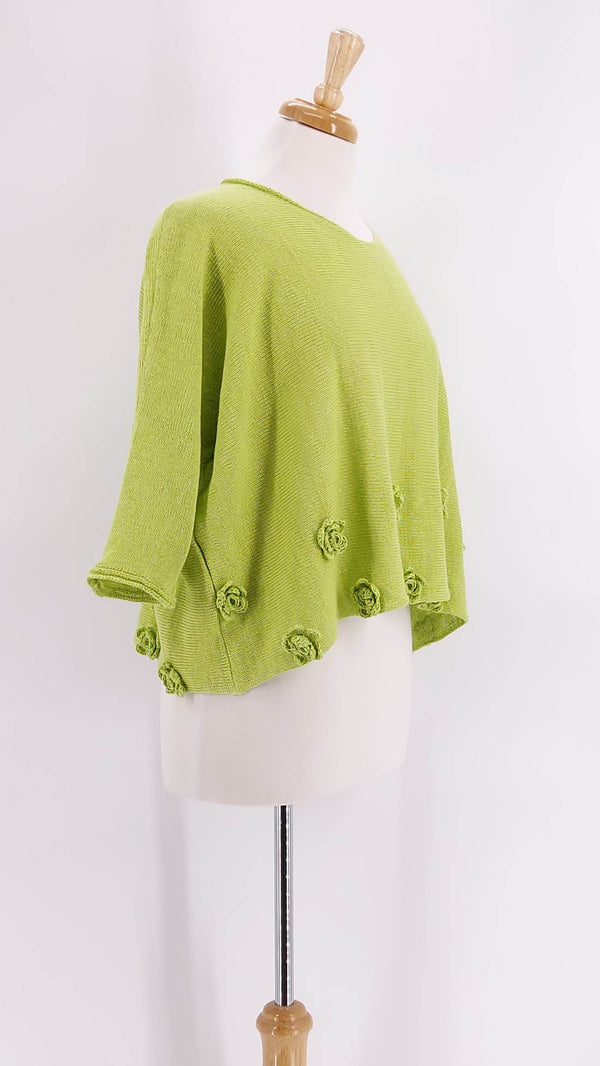 Grizas - Knitted Flower Jumper - Lime - 1284