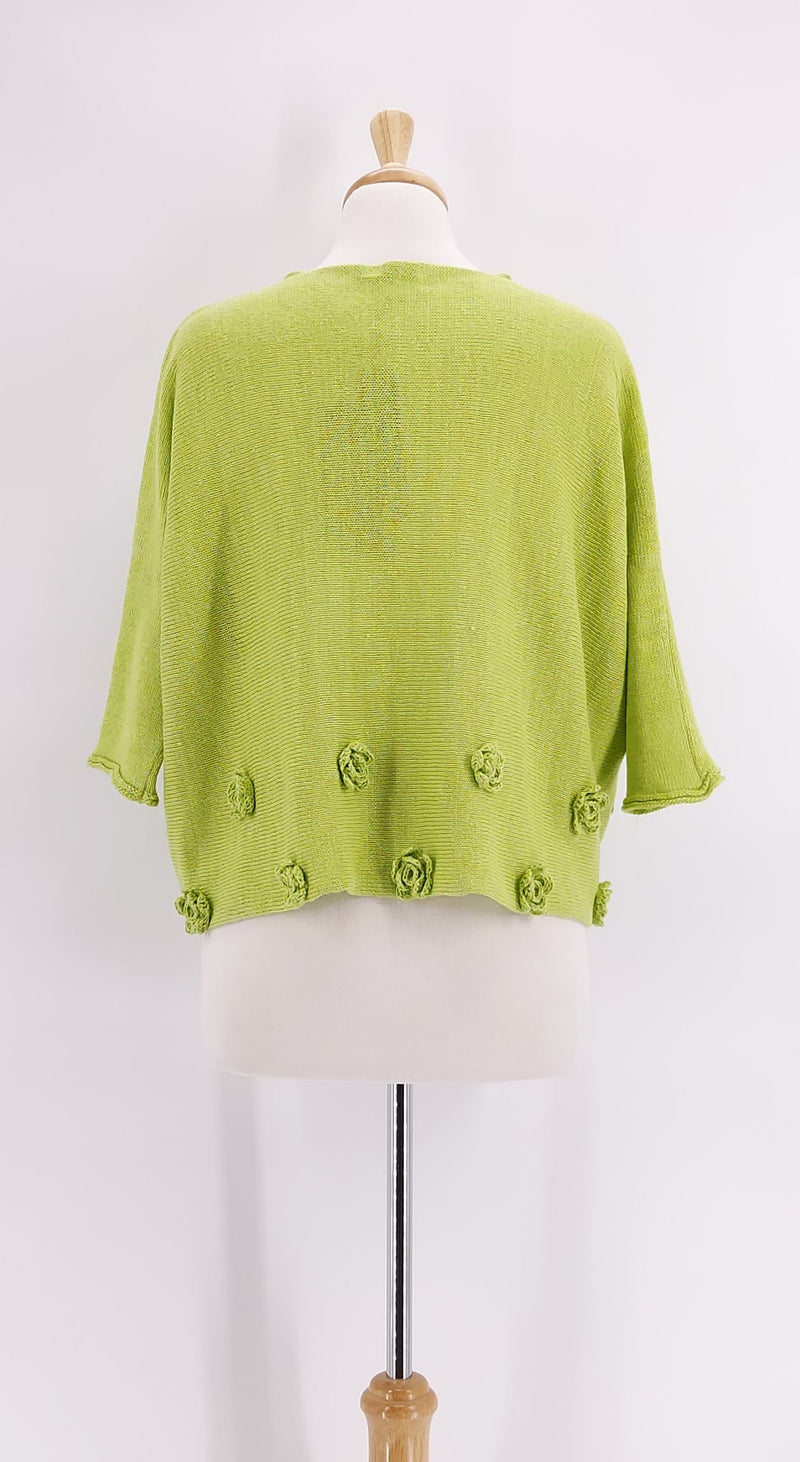 Grizas - Knitted Flower Jumper - Lime - 1284
