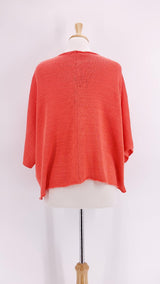 Grizas - Knitted Linen Cardigan - Coral - 1285