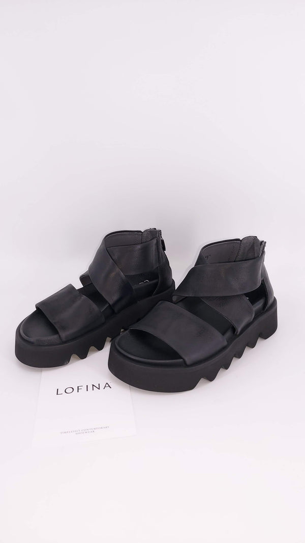 Lofina - Sandal with Zipper - Gasoline Nero - 1442
