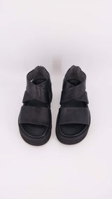 Lofina - Sandal with Zipper - Gasoline Nero - 1442