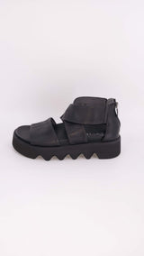 Lofina - Sandal with Zipper - Gasoline Nero - 1442