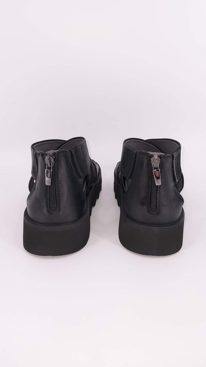 Lofina - Sandal with Zipper - Gasoline Nero - 1442