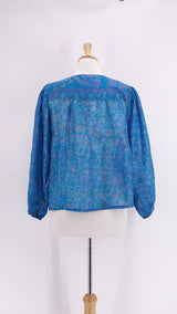 Pink Lemons - Lolita Embroidered Silk Blouse - Blue with Purple - 1333