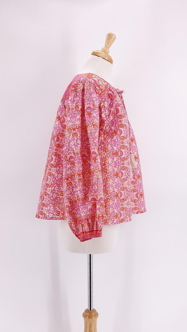 Pink Lemons - Lolita Embroidered Silk Blouse - Pink - 1336