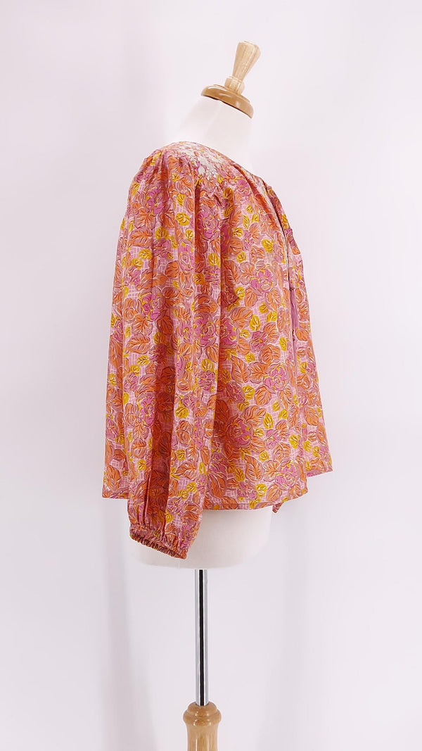Pink Lemons - Lolita Embroidered Silk Blouse - Peach - 1337