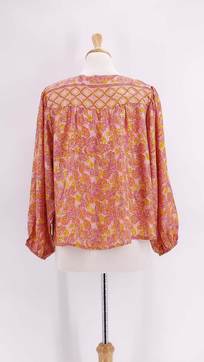 Pink Lemons - Lolita Embroidered Silk Blouse - Peach - 1337