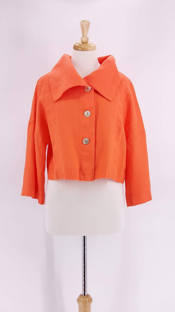 Luukaa - Linen Jacket - Orange - 1385