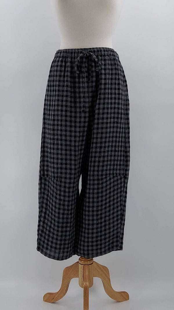 Grizas - NEW SEASON - Checked Linen Trousers - Grey - 1591