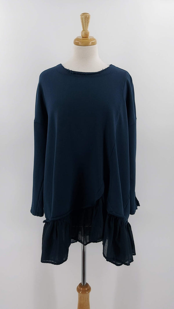 Grizas - NEW SEASON - Frill Sweater - Navy - 1602