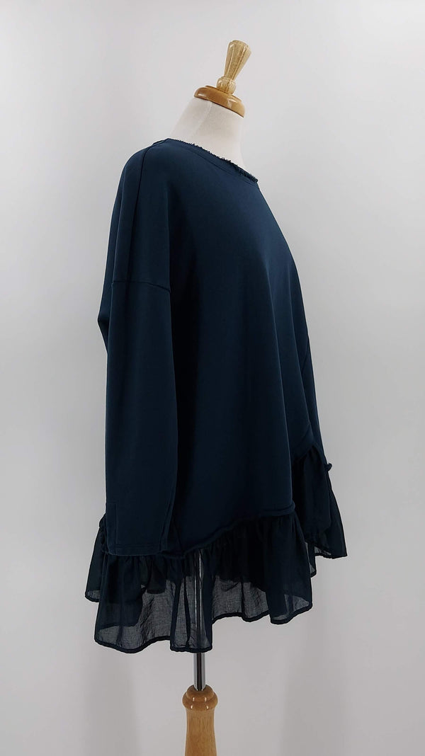 Grizas - NEW SEASON - Frill Sweater - Navy - 1602