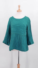 NEW SEASON - Grizas - Crinkle Silk Blouse - Turquoise - 1720