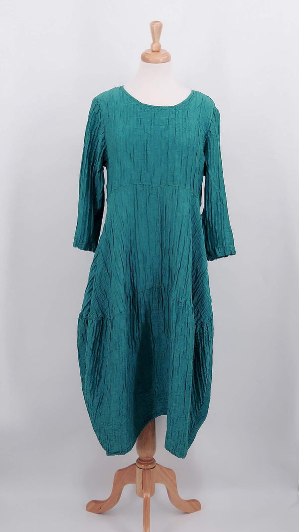 NEW SEASON - Grizas - Crinkle Silk Dress - Turquoise - 1721