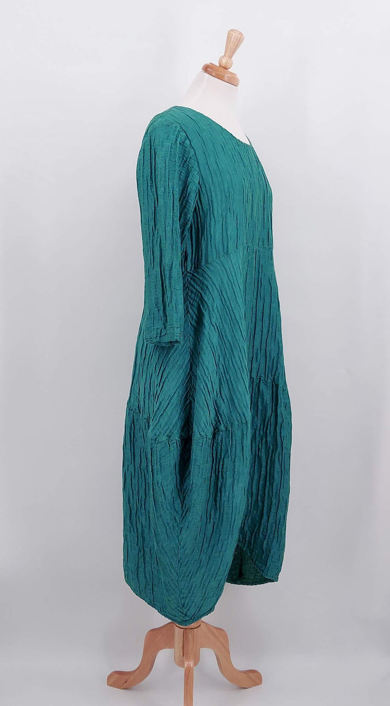 NEW SEASON - Grizas - Crinkle Silk Dress - Turquoise - 1721