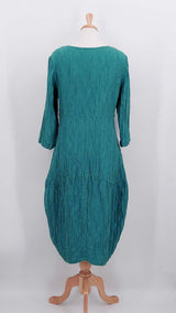 NEW SEASON - Grizas - Crinkle Silk Dress - Turquoise - 1721