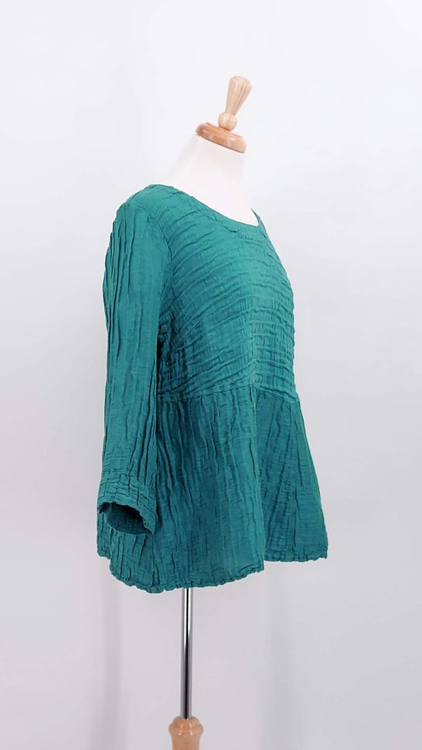 NEW SEASON - Grizas - Crinkle Silk Blouse - Turquoise - 1720