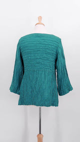 NEW SEASON - Grizas - Crinkle Silk Blouse - Turquoise - 1720