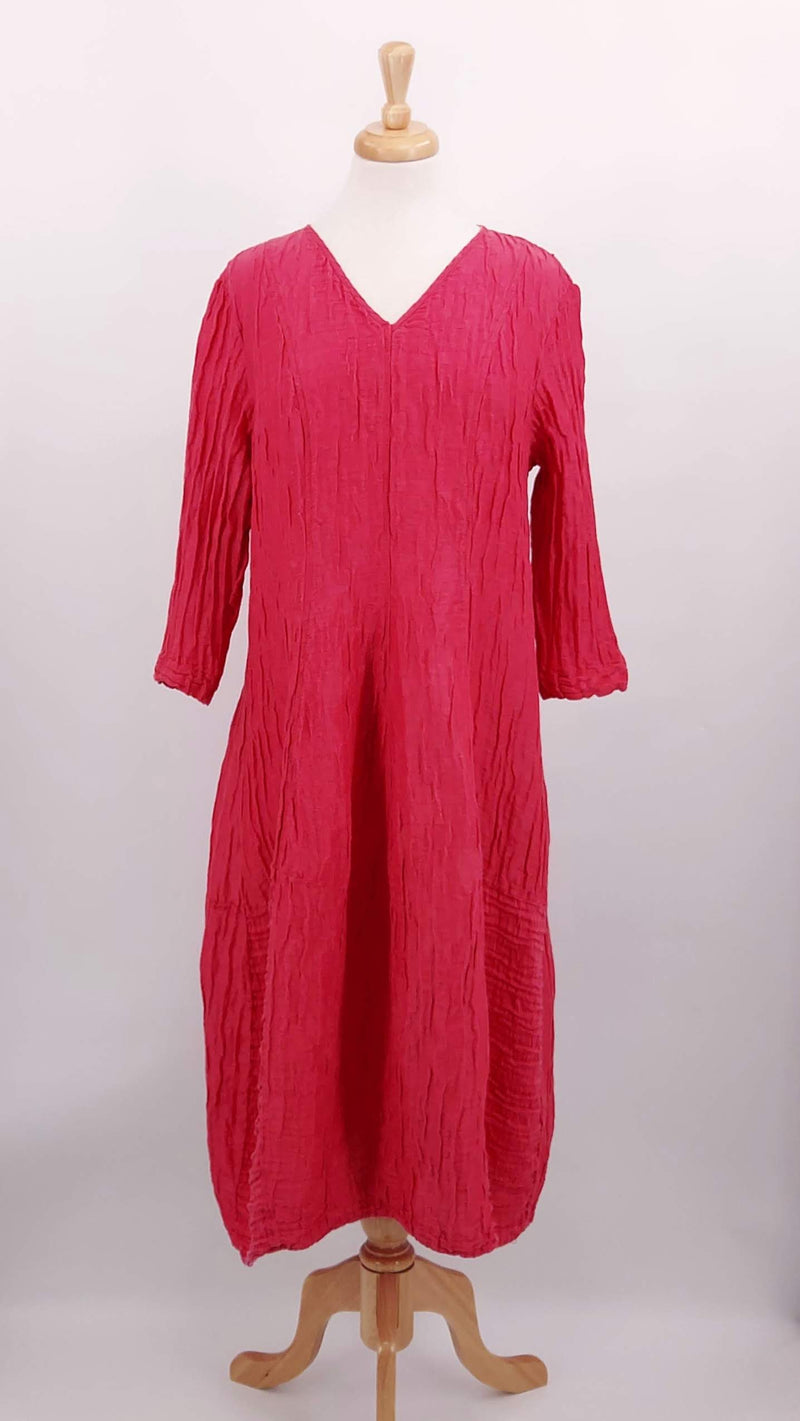 NEW SEASON - Grizas - Crinkle Silk Dress - Raspberry - 1730