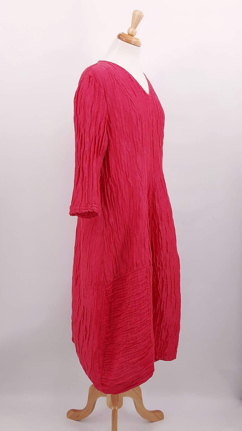 NEW SEASON - Grizas - Crinkle Silk Dress - Raspberry - 1730