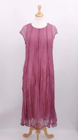 NEW SEASON - Grizas - Crinkled Silk Dress - Mauve Taupe - 1727