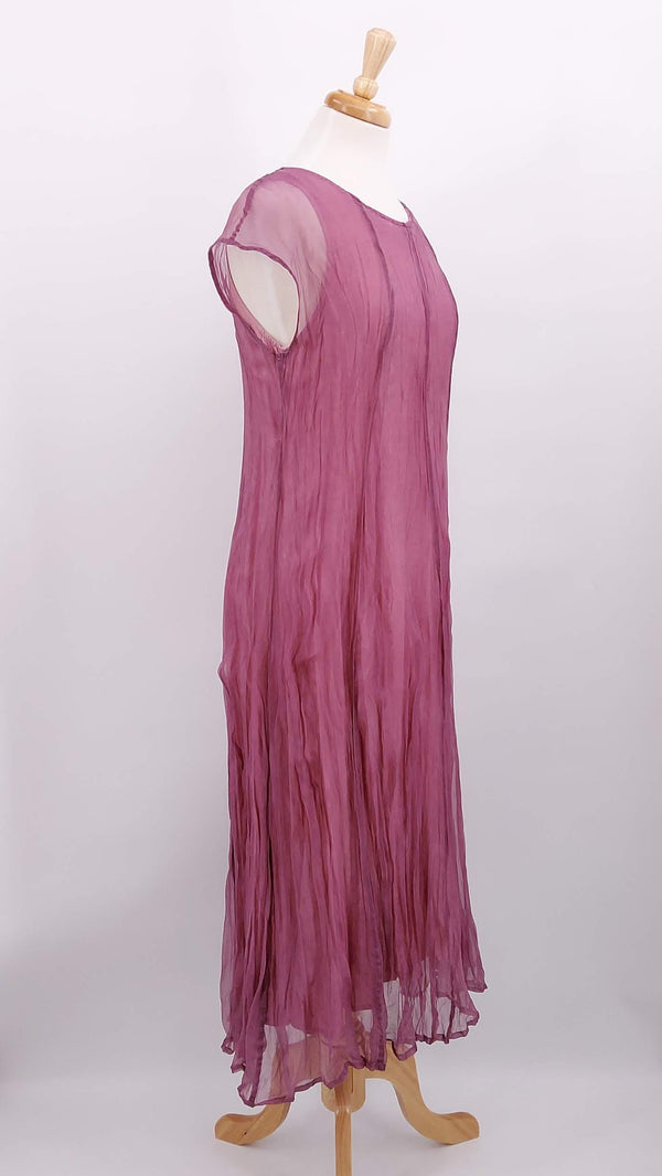 NEW SEASON - Grizas - Crinkled Silk Dress - Mauve Taupe - 1727