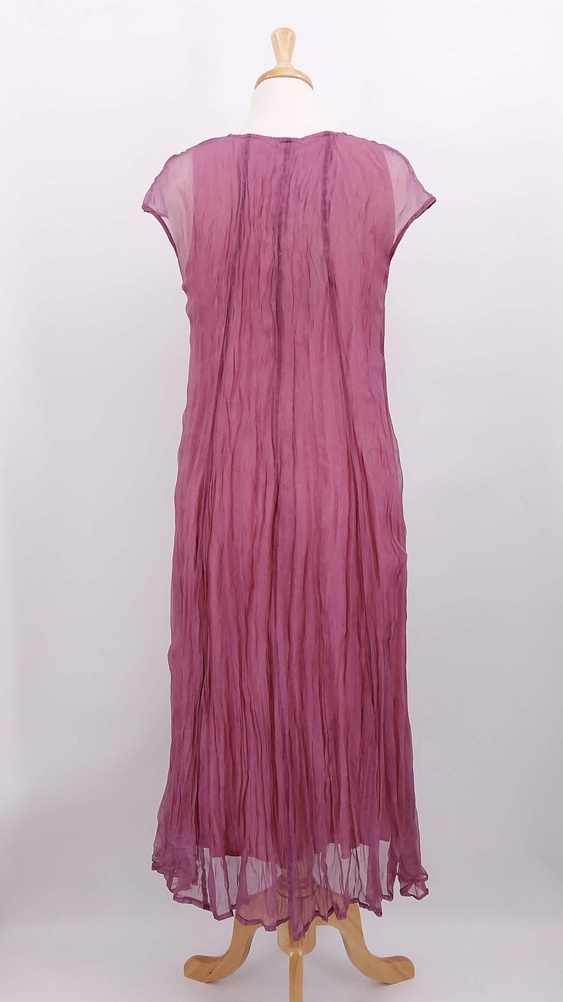 NEW SEASON - Grizas - Crinkled Silk Dress - Mauve Taupe - 1727