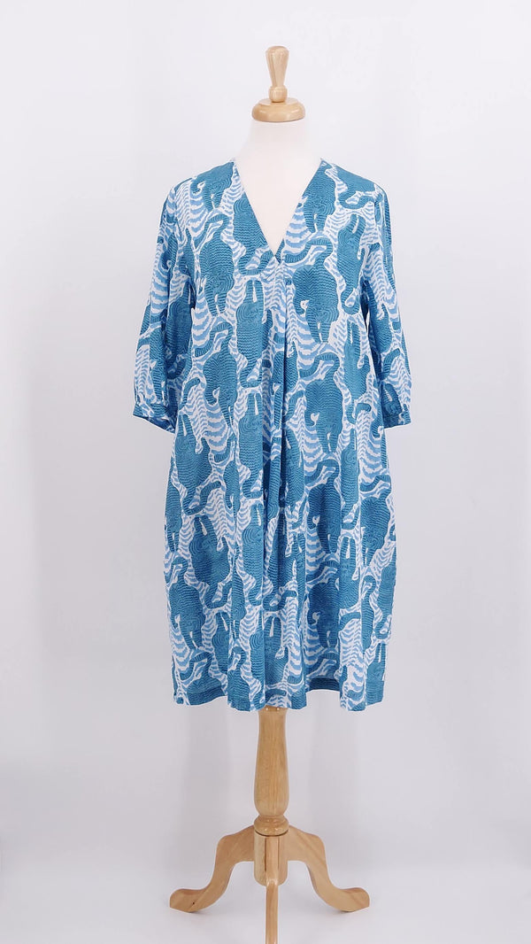Zen Ethic - Neha Dress Tiger - Blue - 1887