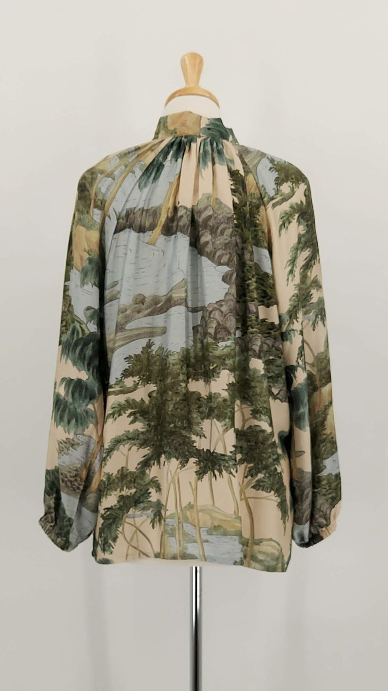 NEW STOCK - One Hundred Stars - Pussy Bow Blouse - Rivers and Trees Natural - 1921