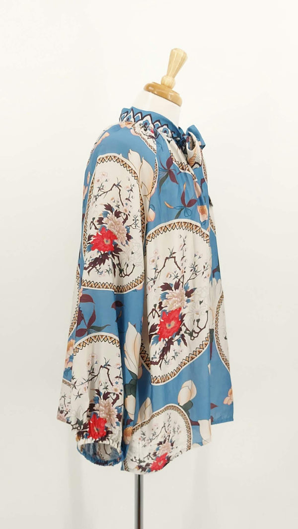 NEW STOCK - One Hundred Stars - Pussy Bow Blouse - Magnolia Plates Blue - 1910