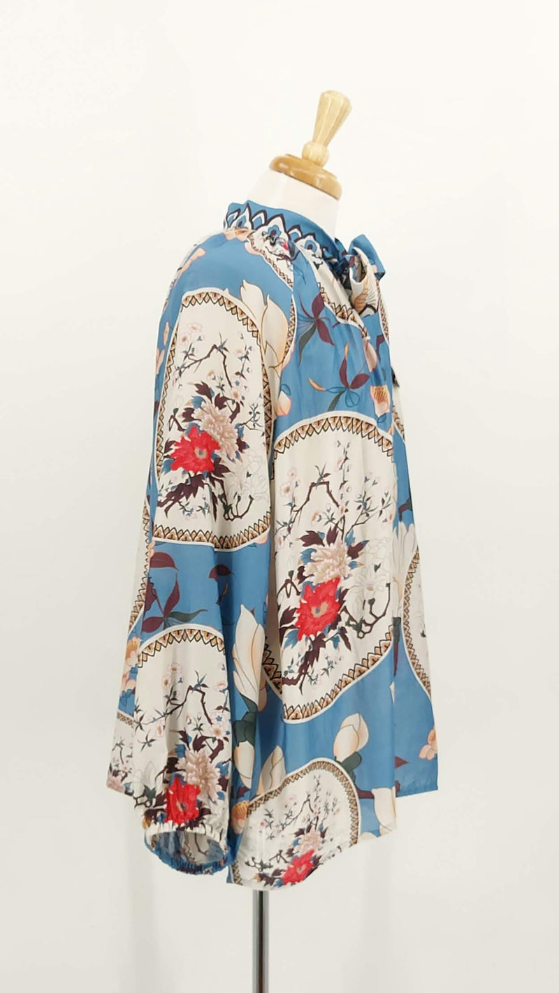 NEW STOCK - One Hundred Stars - Pussy Bow Blouse - Magnolia Plates Blue - 1910