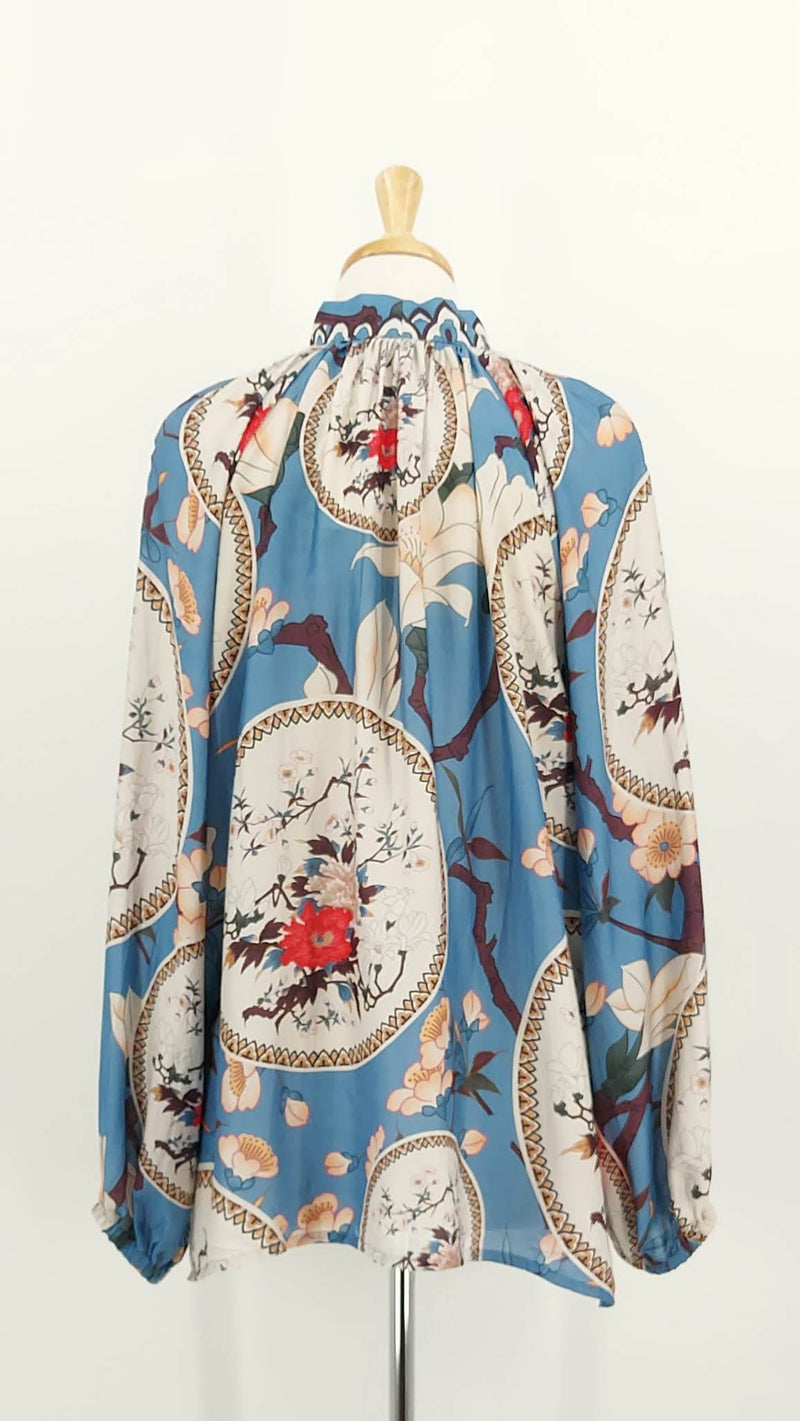 NEW STOCK - One Hundred Stars - Pussy Bow Blouse - Magnolia Plates Blue - 1910