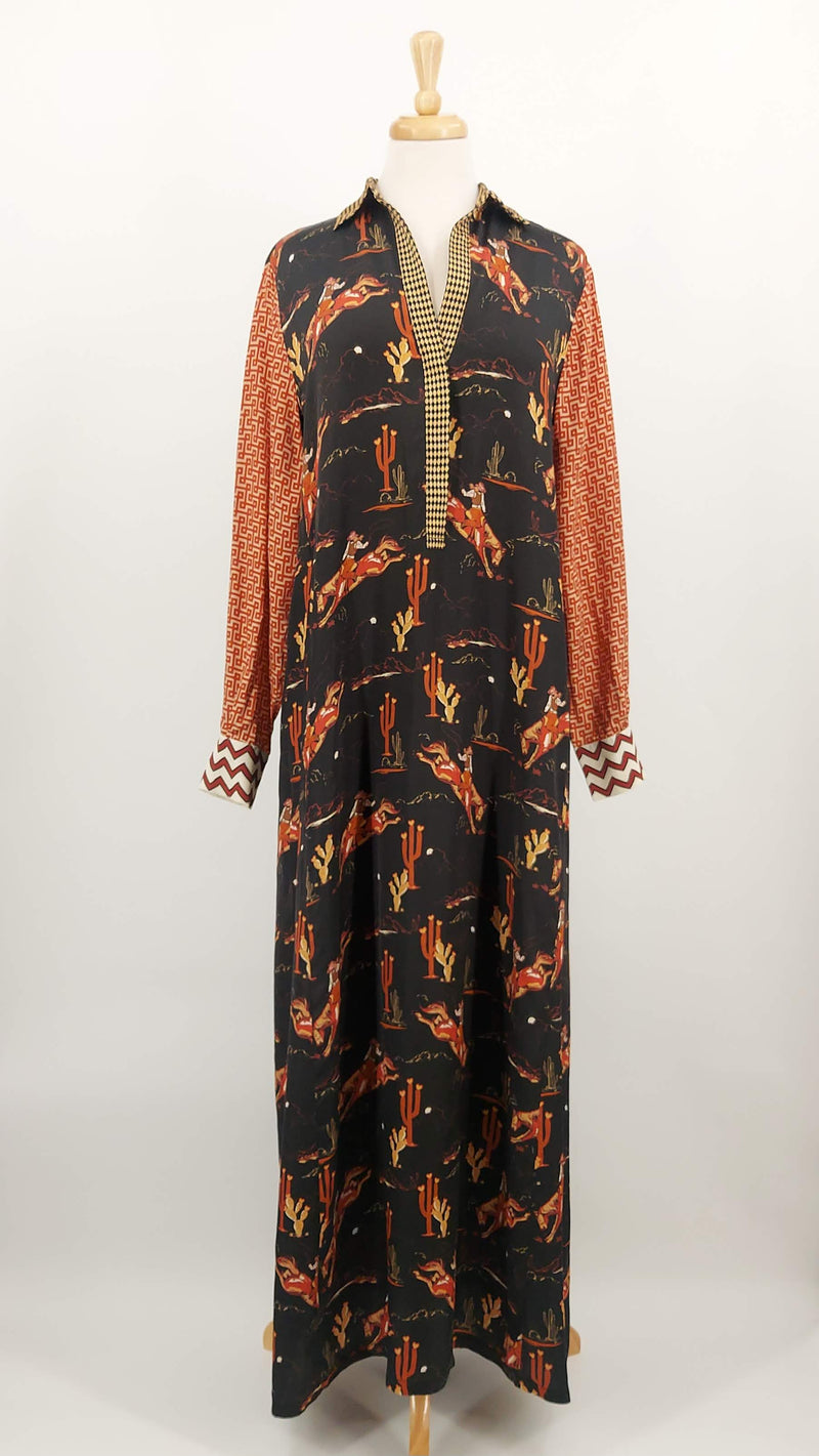 NEW SEASON - Me369 - Kennedy Placket Maxi Dress - Rodeo - 1928