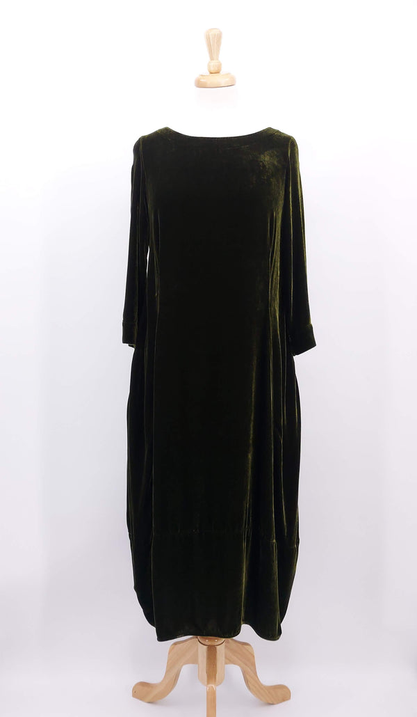NEW SEASON -Grizas - Silk Velvet Dress - Forest - 2016