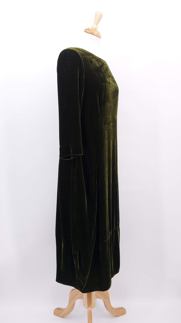 NEW SEASON -Grizas - Silk Velvet Dress - Forest - 2016