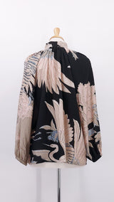 NEW SEASON - One Hundred Stars - Pussy bow blouse - Crane Black - 2038