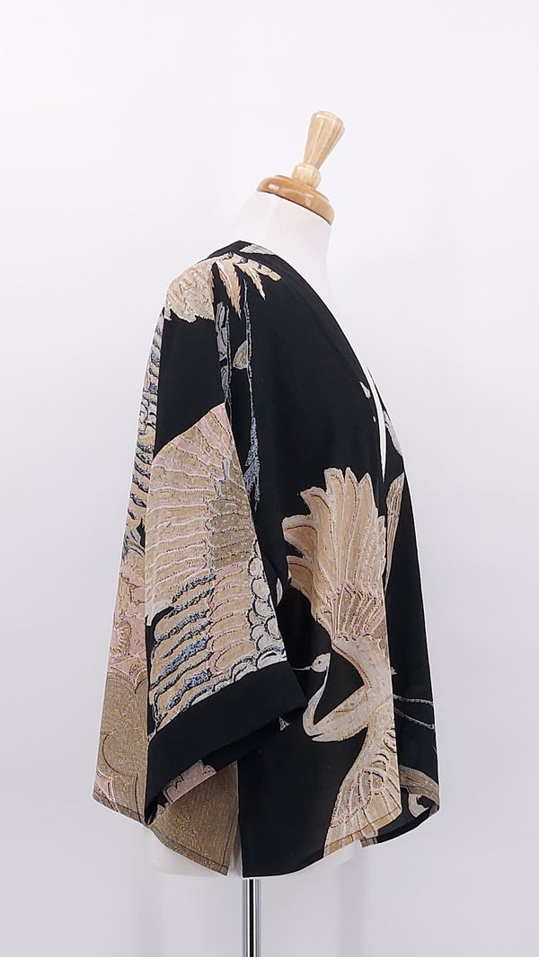 NEW SEASON - One Hundred Stars - Crepe Kimono - Crane Black - 2064