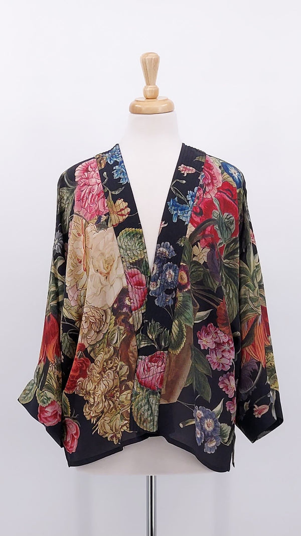 NEW SEASON - One Hundred Stars - Crepe Kimono - Primula Black - 2082