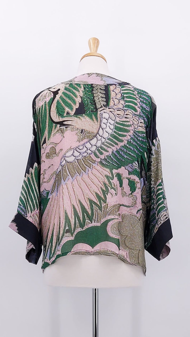 NEW SEASON - One Hundred Stars - Kimono - Crane Emerald - 2084