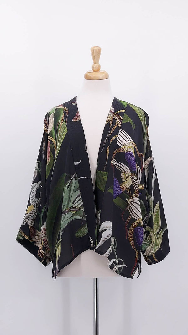 NEW SEASON - One Hundred Stars - Crepe Kimono - Orchid Black - 2083