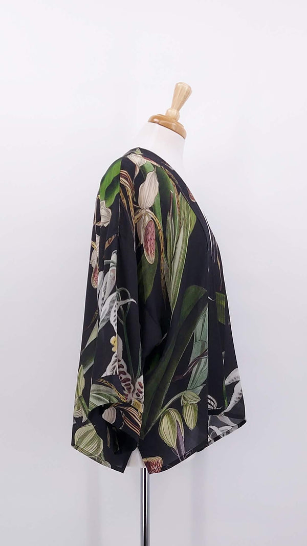 NEW SEASON - One Hundred Stars - Crepe Kimono - Orchid Black - 2083
