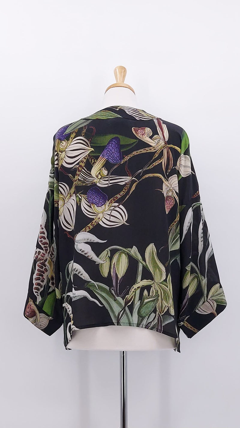 NEW SEASON - One Hundred Stars - Crepe Kimono - Orchid Black - 2083