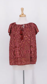 SPRING 2026 - Gabrielle Parker - Blouse with Ties - Maroon Gold - 2203