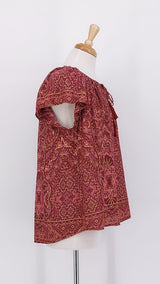 SPRING 2026 - Gabrielle Parker - Blouse with Ties - Maroon Gold - 2203