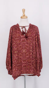 SPRING 2026 - Gabrielle Parker - Lara Tassel Blouse - Maroon Gold - 2202