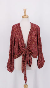 SPRING 2026 - Gabrielle Parker - Crossover Tie Top - Maroon Gold - 2200