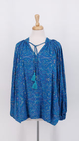 SPRING 2026 - Gabrielle Parker - Lara Tassel Blouse - Sky Blue Gold - 2211