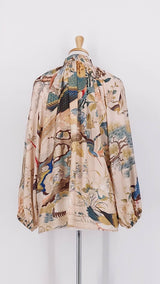 NEW SEASON - One Hundred Stars - Pussy Bow Blouse - Hummingbird Nude -2334
