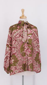 NEW SEASON - One Hundred Stars - Pussy Bow Blouse - Angels Olive - 2326